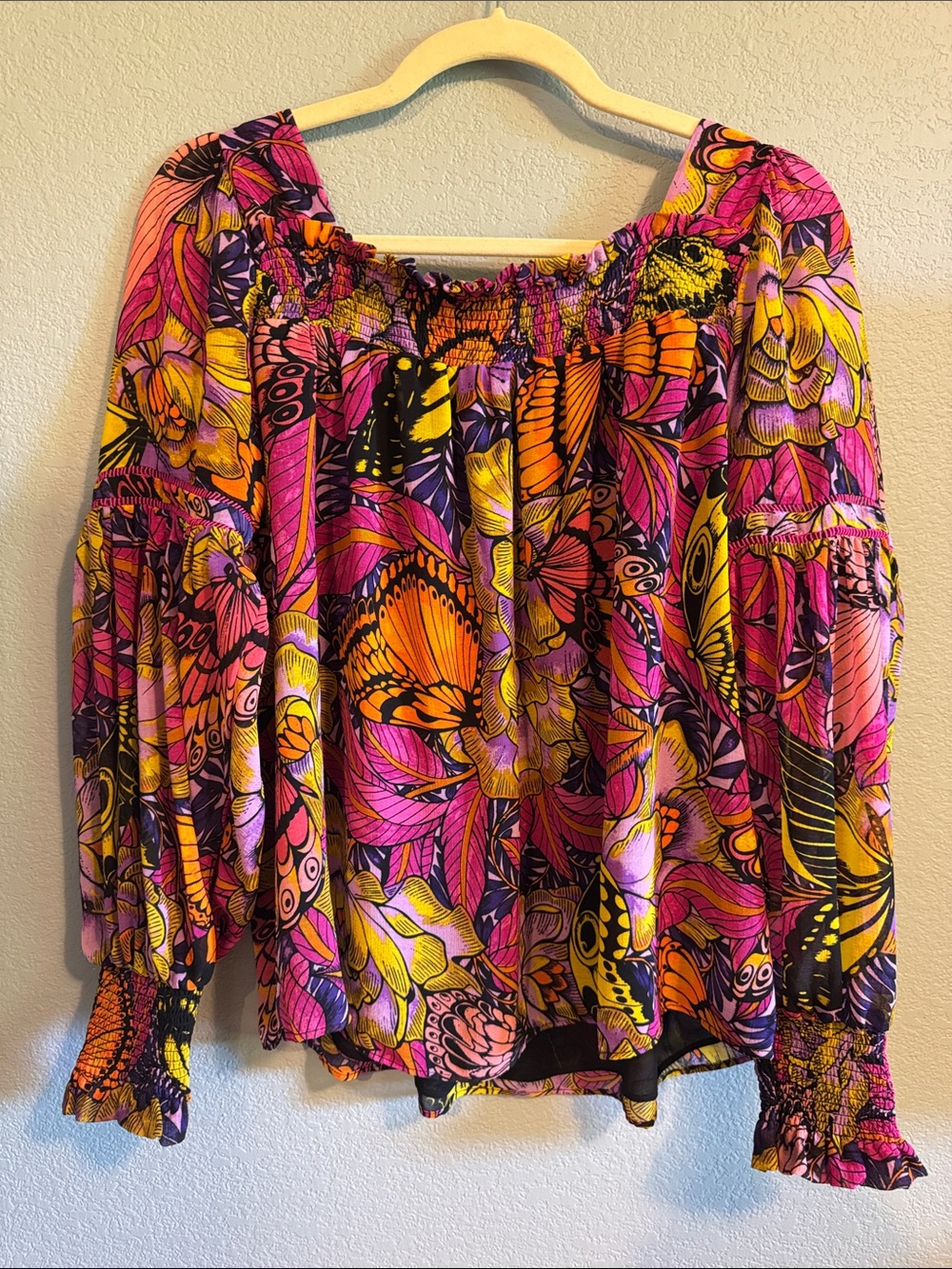 Alexandra Farmer for Anthropologie Butterfly Peasant Blouse